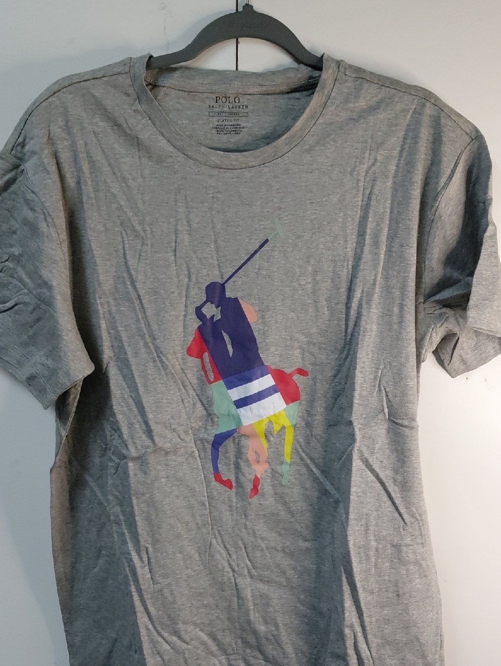 Polo by Ralph Lauren Gray Short-Sleeve Tee with Multicolor Polo Player Graphic